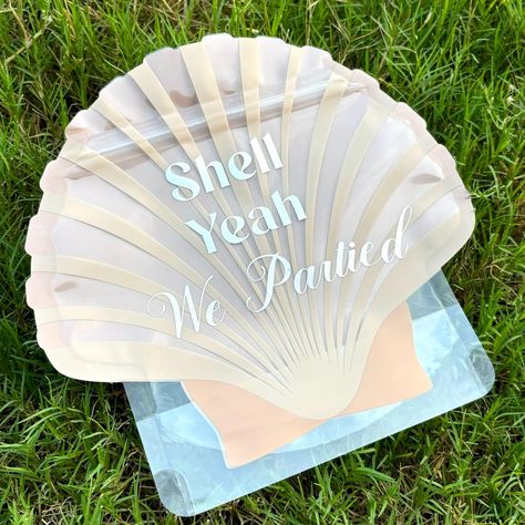 Make a splash at your coastal bachelorette bash with our CUTEST 'Shell Yeah We Partied' Hangover Recovery Kit! This adorable seashell-shaped kit is the perfect blend of fun and function for your beach-themed bachelorette party. It's designed to help your squad bounce back after a night of seaside shenanigans, ensuring everyone's ready for more fun in the sun. DETAILS: - BAGS ONLY!  Do NOT come with supplies - Size:  7 1/2" * 3" * 7 1/4" inches - Food Safe - Reusable Zipper You can get the bags p Seashells And Wedding Bells Bachelorette, Seashell Bag, Coastal Bachelorette, Hangover Recovery Kit, Mermaid Bachelorette, Last Toast On The Coast, Toast On The Coast, Shell Yeah, Themed Bachelorette