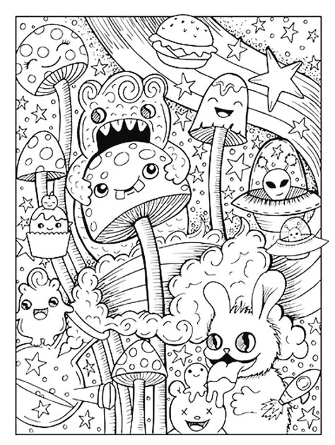 Cool Coloring Pages For Grown Ups, Disney Coloring Pages Printables, Mushroom Coloring Pages, Scary Coloring Pages, Coloring Pages For Grown Ups, Arte Doodle, Puppy Coloring Pages, Adult Coloring Books Printables, Monster Coloring Pages