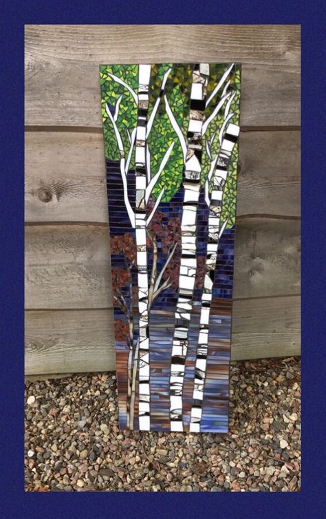 Glass Mosaic Art Ideas Easy, Backyard Mosaic, Mosaic Tree Art, Mosaic Trees, Mosaic Tree, Landscape Mosaic, Stained Glass Mosaic Art, Tree Mosaic, Mosaic Tiles Crafts