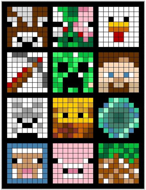 Minecraft Quilt, Painting Minecraft, Minecraft Crochet, Minecraft Beads, Minecraft Pattern, Pixel Art Minecraft, Twin Size Quilt, Modele Pixel Art, Pixel Art Templates