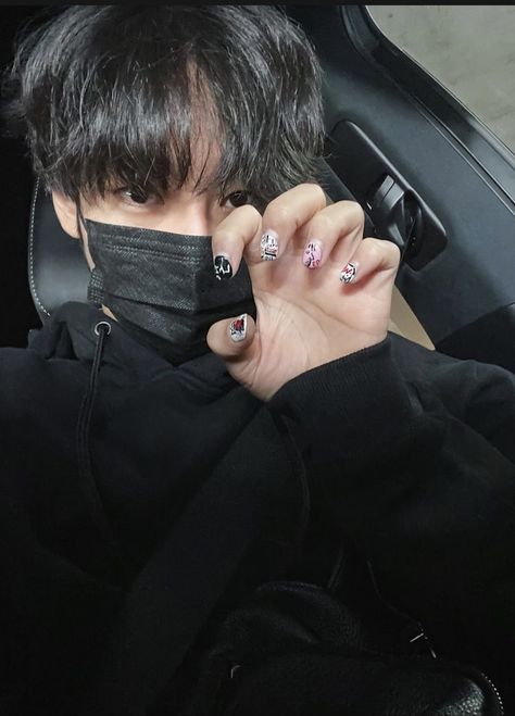 K Pop Nails, Kim Woosung, Idol Nails, Mens Nails, J Star, Woo Sung, Rose Icon, The Rose, Black Rose