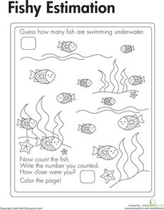 Fish Estimation Worksheet Fish Unit Study, Estimation Activities, Common And Proper Nouns, First Grade Math Worksheets, Proper Nouns, 1st Grade Math Worksheets, Pond Life, Science Projects For Kids, Math Printables