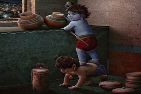 The Story of Krishna Krishna Janamastmi Images, Krishna Janam Images, Cute Little Krishna Images, Cute Krishna Images, Little Krishna Cute Pics, Krishna Janam, Little Krishna Images, Art Krishna, Childhood Images