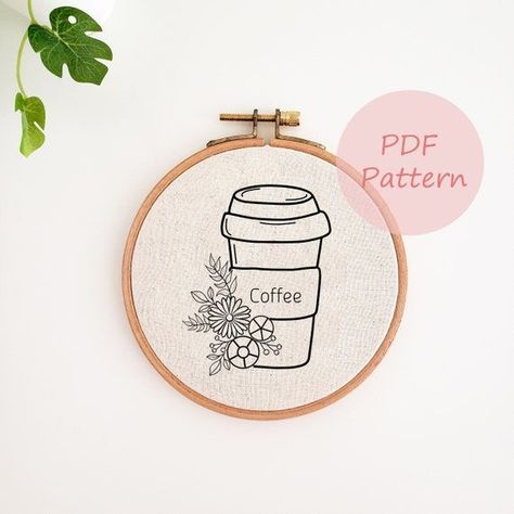 Cross Stitch design Templates For Embroidery, Coffee Cup Embroidery Patterns, Coffee Hand Embroidery, Embroidery Coffee Patterns, Coffee Mug Embroidery, Embroidery Coffee Cup, Coffee Embroidery Designs, Coffee Embroidery Patterns, Hand Embroidery Inspiration