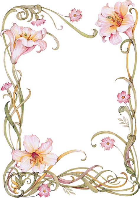 Stary Papier, Floral Rosa, Borders And Frames, Borders For Paper, Flower Border, Illuminated Manuscript, Paper Frames, Vintage Labels, Floral Border