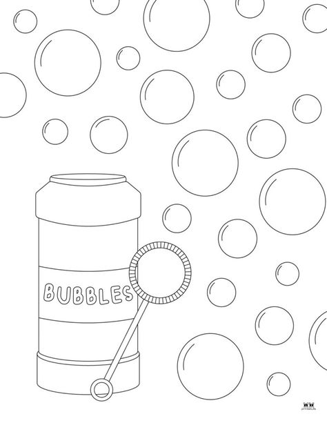 Bubbles Day Activities, End Of School Year Coloring Pages Free, Bubbles Coloring Pages, Bubble Coloring Pages, Summer Coloring Pages Free Printable Preschool, Summer Coloring Pictures, Summer Daycare, Bubble Crafts, Summer Coloring Sheets