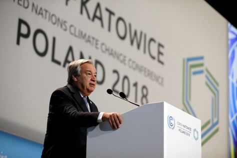 UN Secretary General Antonio Guterres addresses during the opening of COP24 UN Climate Change Conference 2018 in Katowice, Poland on December 3. Photo by Kacper Pempel/Reuters Antonio Guterres, Science News, News Stories, Amazon Logo, Government, Tech Company Logos, Science, Logos