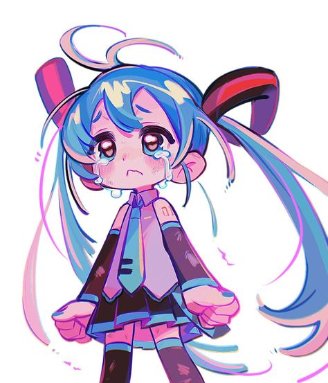 Hatsune Miku Concept Art, Miku Garage Kit, Drawing Hatsune Miku, Hatsune Miku Chibi, Miku Chibi, Miku Fanart, Miku Hatsune Chibi, Chibi Hair, 얼굴 드로잉