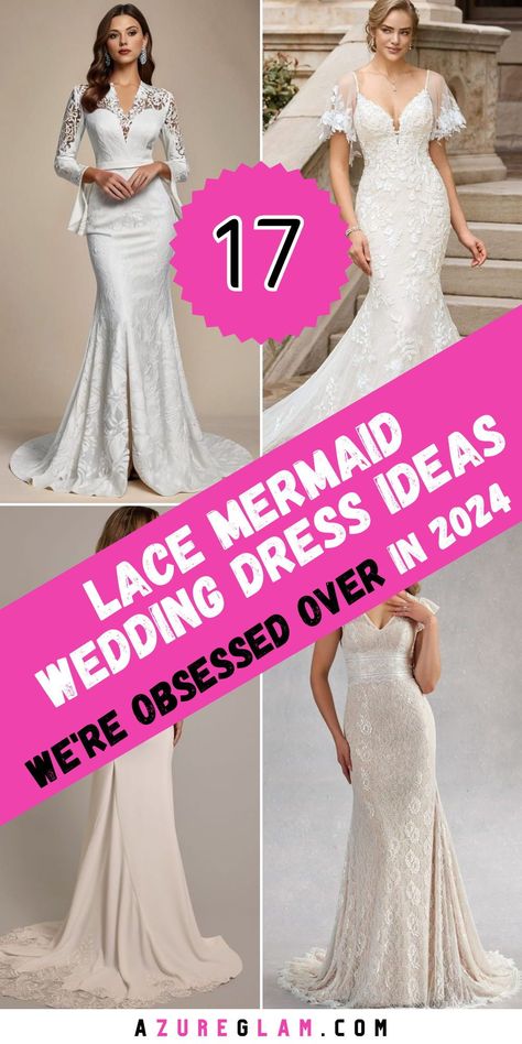 Find your dream dress with our Top 17 Lace Mermaid Wedding Dress Ideas for 2024. Each gown is a work of art, featuring stunning lace embroidery, figure-flattering mermaid silhouettes, and beautiful details like open backs and long sleeves. Whether you're a classic bride or a modern fashionista, our collection has the perfect dress to make you feel confident and beautiful on your wedding day. Lace Wedding Dress 2024, Lace Mermaid Wedding Dresses, Gowns Vintage, Classic Bride, Classic Romance, Mermaid Wedding Dresses, Classic Brides, Open Backs, Wedding Gowns Mermaid