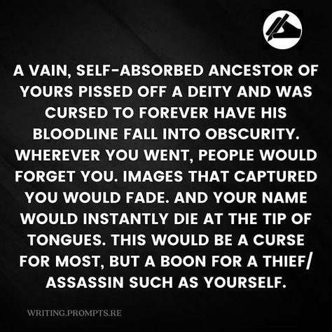 Writing.Prompts.Re (@writing.prompts.re) • Instagram photos and videos Curse Prompts, Curse Writing Prompt, Curses For Characters, Curse Ideas For Characters, Fantasy Curse Ideas, Fae Prompts, Creative Curses, Curse Ideas, Writing Prompts Funny