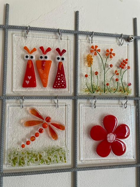 Fusible Glass Projects, Glass Infusion Ideas, Simple Fused Glass Ideas, Fusing Glass Ideas, Glasfusing Ideas, Vitrofusion Ideas, Artist Motivation, Fun Garden Art, Flower Support