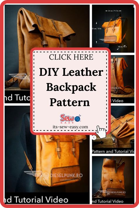 Diy Leather Backpack, Canvas Backpack Pattern, Square Leather Backpack, Backpack Patterns, Leather Backpack Pattern, Diy Backpack Pattern, Backpack Pattern Sewing, Leather Handbag Patterns, Leather Working Projects