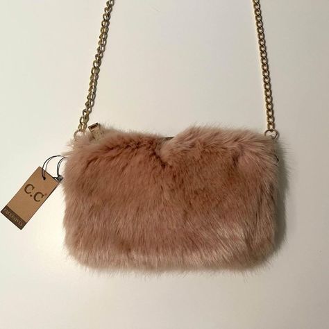 Brand: Cc Crossbody Faux Fur Purse Color: Light Pink / Beige W/ Gold Chain Condition: New With Tags Bouquet Bag, Faux Fur Purse, Permanent Vacation, Fur Purse, Color Light Pink, Bags Pink, Fur Bag, Pink Fur, Cream Style