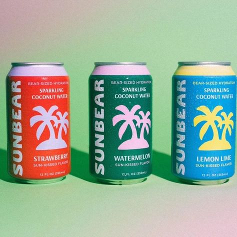 Flat-pack furniture, sparkling coconut water, and 3D-printed home decor. Can Beverage Design, Coconut Water Packaging Design, Canned Cocktail Packaging, Tropical Packaging, Energy Drink Design, Soda Branding, Alcohol Branding, Aesthetic Packaging, Caribbean Drinks