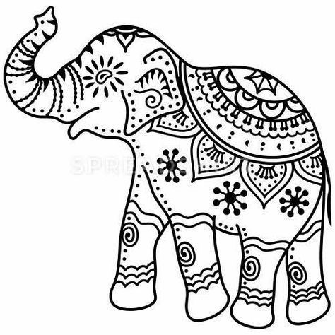 Indian Elephant Drawing, Mandalas For Kids, Mandala Elephant, Elephant Drawing, Watercolor Elephant, Embroidery Tshirt, Indian Elephant, Pola Sulam, Indian Folk Art