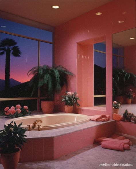 80s Apartment, 1980s Aesthetic, 80s House, Miami Interior Design, Beach Mansion, 80s Interior, Retro Interior Design, Aesthetic Tiktok, Maximalist Decor