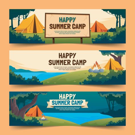 Summer Camp Banner, Banner Design Drawing, Camp Banner, Camping Illustration, Banners Ideas, Banner Sample, Banner Design Layout, Drawing Competition, Banner Design Inspiration