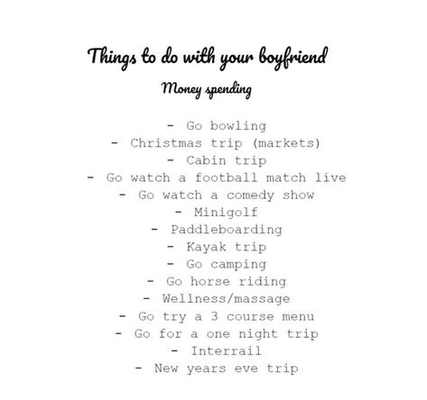 To do with boyfriend💕#LoveStory #RomanticEncounters #HeartfeltConnections #DateNightIdeas #SoulmateSearch #FlirtyFridays #CandlelitDinners #StarryEyedMoments #LoveQuotes #DreamyDates #WhisperedPromises #AmourAdventures Things To Do With Your Boyfriend Aesthetic, Things To Do To Your Boyfriend, How To Spoil Your Boyfriend, Hang Out Ideas With Boyfriend, Things To Do When Bored With Boyfriend, Free Things To Do With Boyfriend, Nice Things To Do For Your Boyfriend, Things I Want To Experience With Him, Couple Things To Do Together