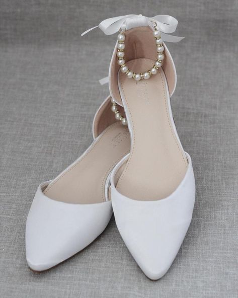 WHITE Satin Pointy Toe Flats with Satin Ankle Tie or Ballerina Lace Up – Kailee P. Inc. Bride Flats, Fall Wedding Shoes, Best Bridal Shoes, Satin Wedding Shoes, White Bridal Shoes, Blue Weddings, Shoes Bride, Ivory Shoes, Ivory Wedding Shoes