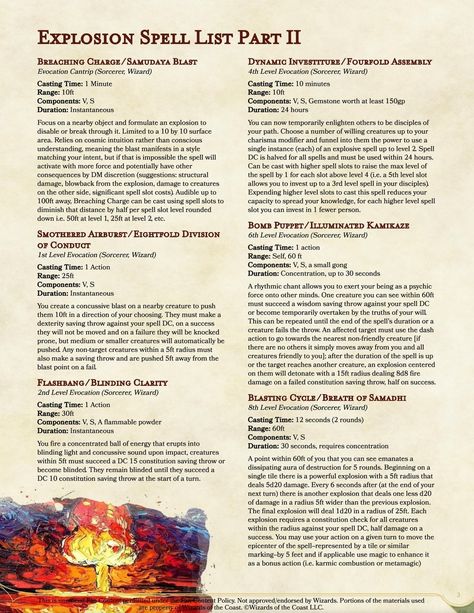 Explosion Spell List Part II Dnd Homebrew Spells, Homebrew Spells, Steampunk Fantasy, Dnd Homebrew, Rpg Ideas, Home Brewing, Dungeons And Dragons, Cool Stuff, Character Art