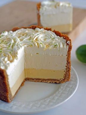 Triple Key Lime Pie | Best Pie Recipes Ever: Perfect For Christmas And Special Holidays Triple Key Lime Pie, Key Lime Whipped Cream, Lime Desserts, Lime Pie Recipe, Lime Recipes, Cinnamon Brown, God Mat, Lime Pie, Key Lime Pie