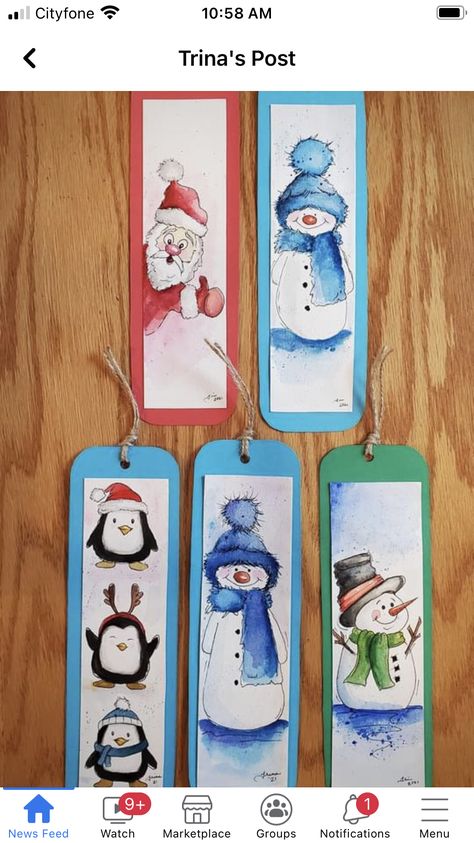 Winter Watercolor Bookmarks, Christmas Bookmarks Watercolor, Christmas Bookmarks Diy, Diy Christmas Tags, Xmas Drawing, Handmade Bookmarks Diy, Christmas Bookmarks, Bookmarks For Books, Christmas Tree Art