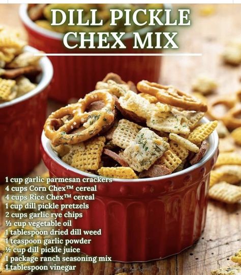 Pickle Flavors, Rye Chips, Epicure Recipes, Chex Mix Recipes, Snack Mix Recipes, Party Snack, Chex Mix, Homemade Snacks, Cereal Recipes