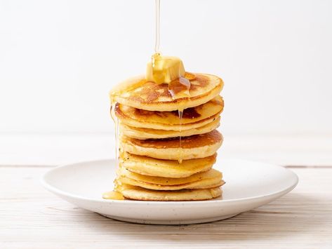 This Secret Ingredient Makes the Fluffiest Pancakes Ever | Reader's Digest Canada Dennys Pancakes, Krusteaz Pancake Mix Recipes, Healthy Syrup, Super Fluffy Pancakes, Krusteaz Pancake Mix, Crepe Cake Recipe, Pancake Mix Recipe, Perfect Pancakes, Tasty Pancakes