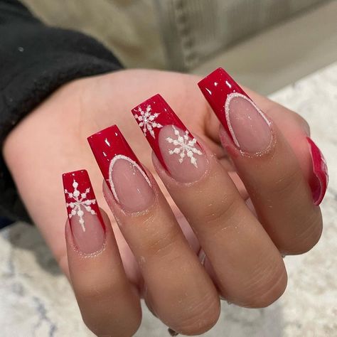 Winter Nails Short - Who doesn't enjoy getting an awesome offer from leading brands. Click to find out more TODAY! Christmas Design Nails Acrylic, Nail Inspo Acrylic Christmas, Nails Acrylic For Christmas, Red Christmas Nails Acrylic Short, Acrylic Nails Ideas Christmas, Red French Tip Nails Christmas, Square Acrylic Nails Christmas, Chrostmas Nails, Cristhmas Nails