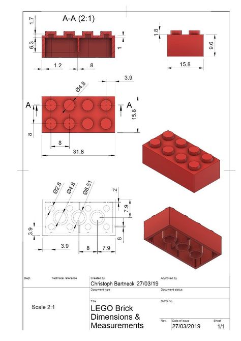 Lego Brick Drawing, Lego Block Drawing, Draw Bricks, Lego Blueprint, Lego 3d, Useful 3d Prints, Solidworks Tutorial, Mechanical Engineering Design, Lego Dimensions