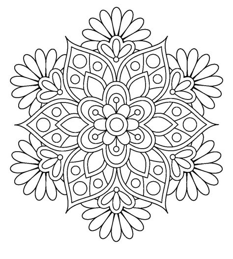 Coloring Pages For Grown Ups, Design Mandala, Mandalas Painting, Simple Mandala, Mandalas Drawing, Mandalas Design, Flower Coloring Pages, Mandala Design Art, Mandala Painting