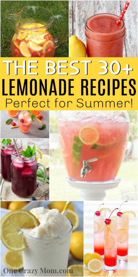 Check out the best 30+ lemonade recipes. You are going to love these homemade lemonade recipes for kids that are easy too. Check out these lemonade recipe homemade easy that include some strawberry, frozen, fresh, easy and lemon juice options too! #onecrazymom #lemonaderecipes Gourmet Lemonade, Lemonade Flavors Recipes, Ninja Juice Recipes, Fresh Lemonade Recipe, Good Lemonade Recipe, Flavored Lemonade, Best Lemonade, Homemade Lemonade Recipes, Kids Homemade