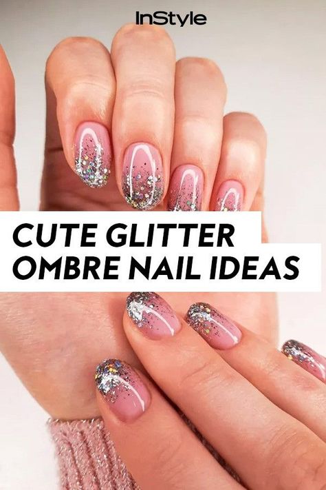 Just in time for the holidays, these glitter ombré nails are sure to bring the party every time you raise your glass to cheers. From icy blue looks to a spin on the famous Hailey Bieber nails, there's a manicure look for everyone. Glitter Fade Nails Gel, Transparent Nails Design, Ombre Glitter Nails, Ombre Nail Ideas, Glitter Ombre Nails, Sparkly Nail Polish, Glitter Fade Nails, Ombre French Tips, Hailey Bieber Nails