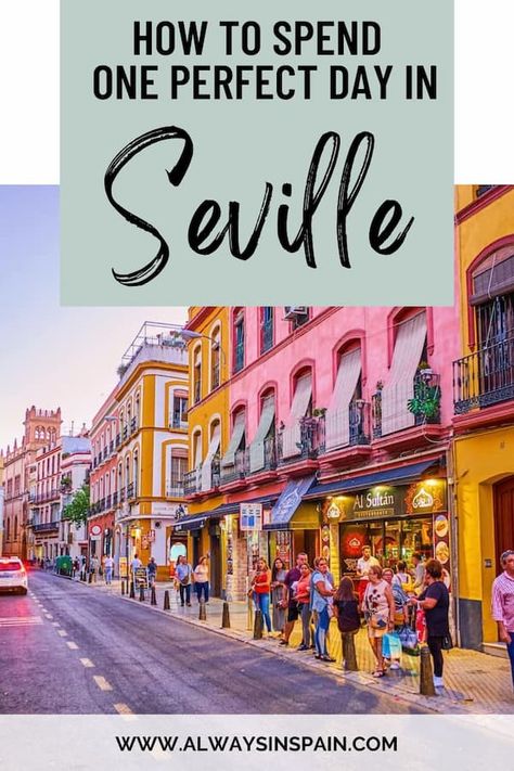 What can you do in 24 hours in Seville? A lot! Come explore and see the best of one of the most beautiful cities in Spain... even if you're short on time. Let us show you how to spend one perfect day in Seville that'll make you fall in love with the city. Click the pin image for the ultimate 1-day Seville itinerary! Best Restaurants Seville Spain, One Day In Seville Spain, What To Do In Seville Spain, Seville Things To Do, Things To Do In Seville Spain, Sevilla Travel, Seville Itinerary, Spain Elopement, Spain Cities