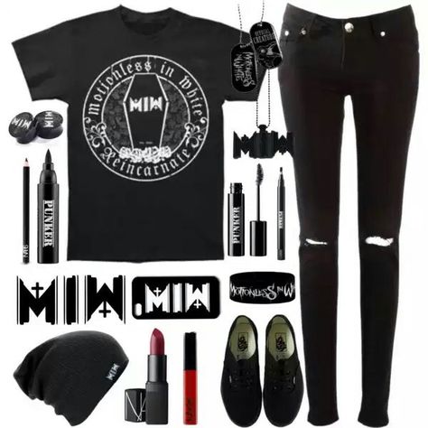 Going to the Motionless In White Concert on November Motionless In White Reincarnate, Roleplay Outfits, Cute Emo Outfits, Emo Clothes, Moda Rock, Stitch Clothes, Fast Fashion Brands, Dream Outfits, Motionless In White