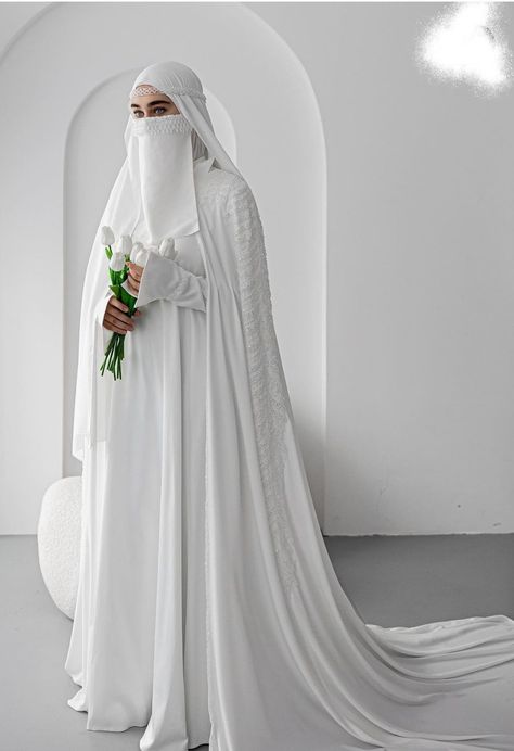 Niqabi Bride, Muslim Girl Outfits, Muslim Outfit, Nikah Outfit, Nikah Dress, Muslimah Wedding, Beautiful Bridal Dresses, Bride Dress Simple, Modest Evening Dress