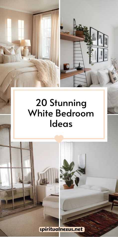 Discover 20 stunning white bedroom ideas that bring a sense of calm and elegance to your space. From sleek, modern designs to soft, romantic touches, these decor styles will inspire a refreshing makeover. #StunningBedroom #WhiteDecorIdeas #HomeVibes Light Airy Bedroom Aesthetic, Refreshing Bedroom Ideas, White Paint Bedroom Ideas, Bedrooms With White Furniture, Magnolia Bedroom Ideas, Warm White Bedroom, White Bedroom Decor Ideas, Magnolia Bedroom, Light Airy Bedroom