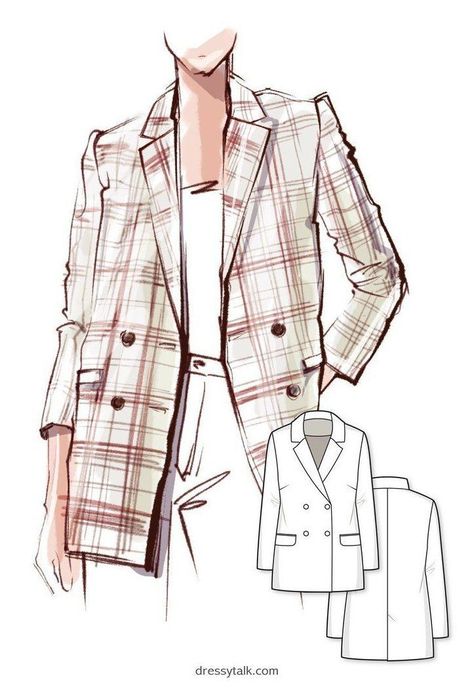 Types Of Blazers, Blazer Pattern, Clothing Sketches, Fashion Drawing Tutorial, غرفة ملابس, Fashion Illustration Dresses, Trendy Fashion Tops, Blazer Designs, Illustration Fashion Design