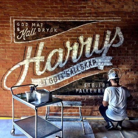 Amazing weathered mural by @dqdeperoquadrigea | #typegang if you would like to be featured | typegang.com Brick Signage, Typographic Mural, Sign Painting Lettering, Vintage Industrial Design, Building Signs, Ghost Signs, Sign Painting, Sign Writing, God Mat