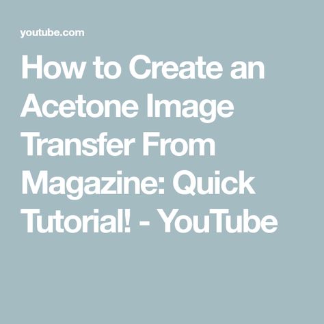 How to Create an Acetone Image Transfer From Magazine: Quick Tutorial! - YouTube Magazine Pages, A Magazine, Image Transfer, Art Teacher, To Create, Magazine, Education, Make It Yourself