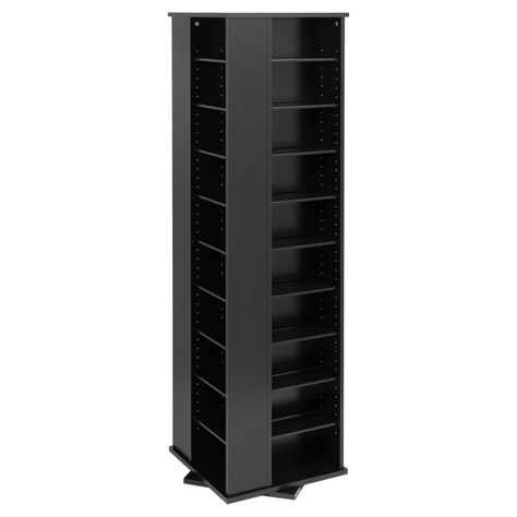 Get serious about your media collection with our Large 4-Sided Spinning Tower. Offering storage space for more than a thousand CDs and taking up just under two square feet of floor space, this unit is ideal for collectors under space constraints. With fully adjustable shelves and easy access thanks to its spinning mechanism, it’s as versatile as it is functional. The tower’s horizontal storage makes it easy to fill and reorganize your collection as it grows and changes. It’s a great choice for a Media Storage Tower, Media Rack, Media Tower, Cd Rack, Media Storage Cabinet, Cd Storage, Dvd Storage, Storage Towers, Media Storage