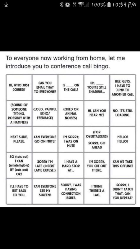 Conference Call Bingo Conference Call Bingo, Office Hacks, Games Ideas, Conference Call, Call Center, Fun At Work, Team Building, Bingo, Building