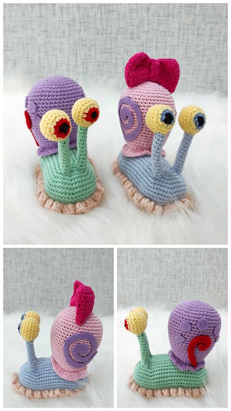 Amigurumi Snail Free Pattern - Free Amigurumi Amigurumi Snail, Sea Crochet, Gary The Snail, Crochet Snail, Snail Craft, Slip Stitch Crochet, Free Crochet Amigurumi, Selling Ideas, Stuff Animals