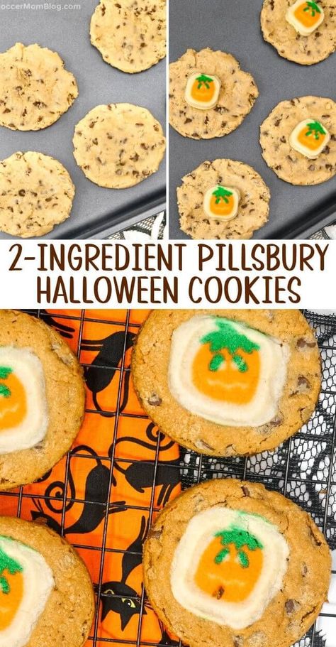 Pillsbury Chocolate Chip Cookies, Pillsbury Halloween Cookies, Pillsbury Sugar Cookie Dough, Pumpkin Shapes, Delicious Chocolate Chip Cookies, Pillsbury Sugar Cookies, Halloween Cookie Recipes, 2 Ingredient Recipes, Halloween Sugar Cookies