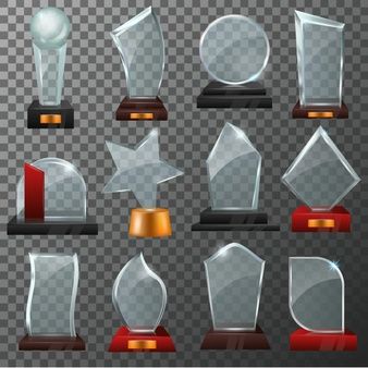 Glass trophy collection | Free Vector Achievement Illustration, Trophy Illustration, Success Symbol, Muharram Wallpaper, Crystal Trophy, Glass Trophies, Award Template, Glass Awards, Acrylic Awards