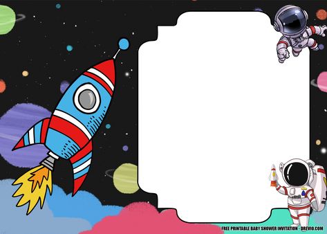 Printable Rocket, Rocket Birthday, Space Birthday Invitation, Free Printable Birthday Invitations, Free Printable Invitations, Disney Invitations, Birthday Disney, Free Invitation Templates, Space Birthday