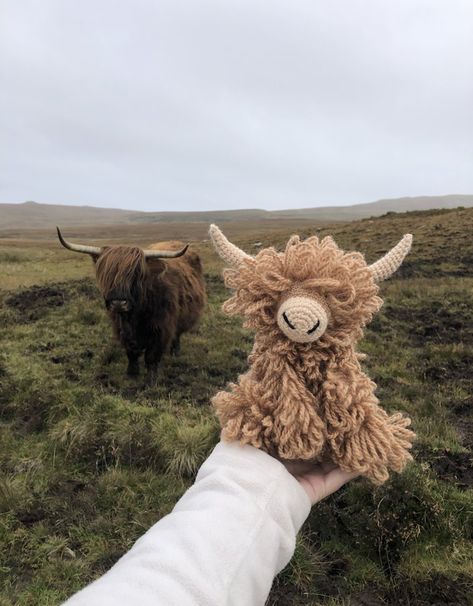 Highland Cow Crochet, Yarn Toys, Highland Coo, Cow Crochet, Cloud Craft, Cow Toys, Under The Rainbow, Crochet Cow, Knitting And Crochet