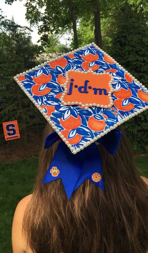 Syracuse Grad Cap Cap Decoration Graduation, Grad Cap Designs, Cap Art, Grad Caps, Cap Decoration, Cap Ideas, Graduation Caps, Graduation Cap Decoration, Cap Decorations