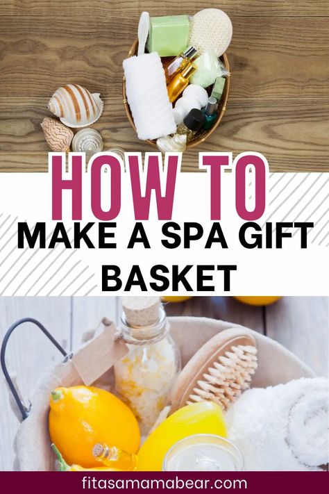 At Home Spa Gift Basket, Spa Night Gift Basket Ideas, Homemade Spa Day Diy, Bathroom Gifts Ideas, Bath Spa Gift Basket, Bath Gifts Ideas, Bath Themed Gift Basket, Spa Day Basket Ideas Diy, At Home Spa Basket Gift Ideas