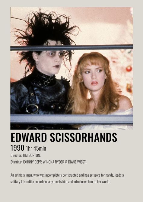 Edward Scissorhands Scrapbook, Edward Siccors Hands Poster, Edward Siccorhands, Her Film, Edward Scissorhands Movie, Soft Goth Aesthetic, October Movies, Edward Scissor, Film Polaroid